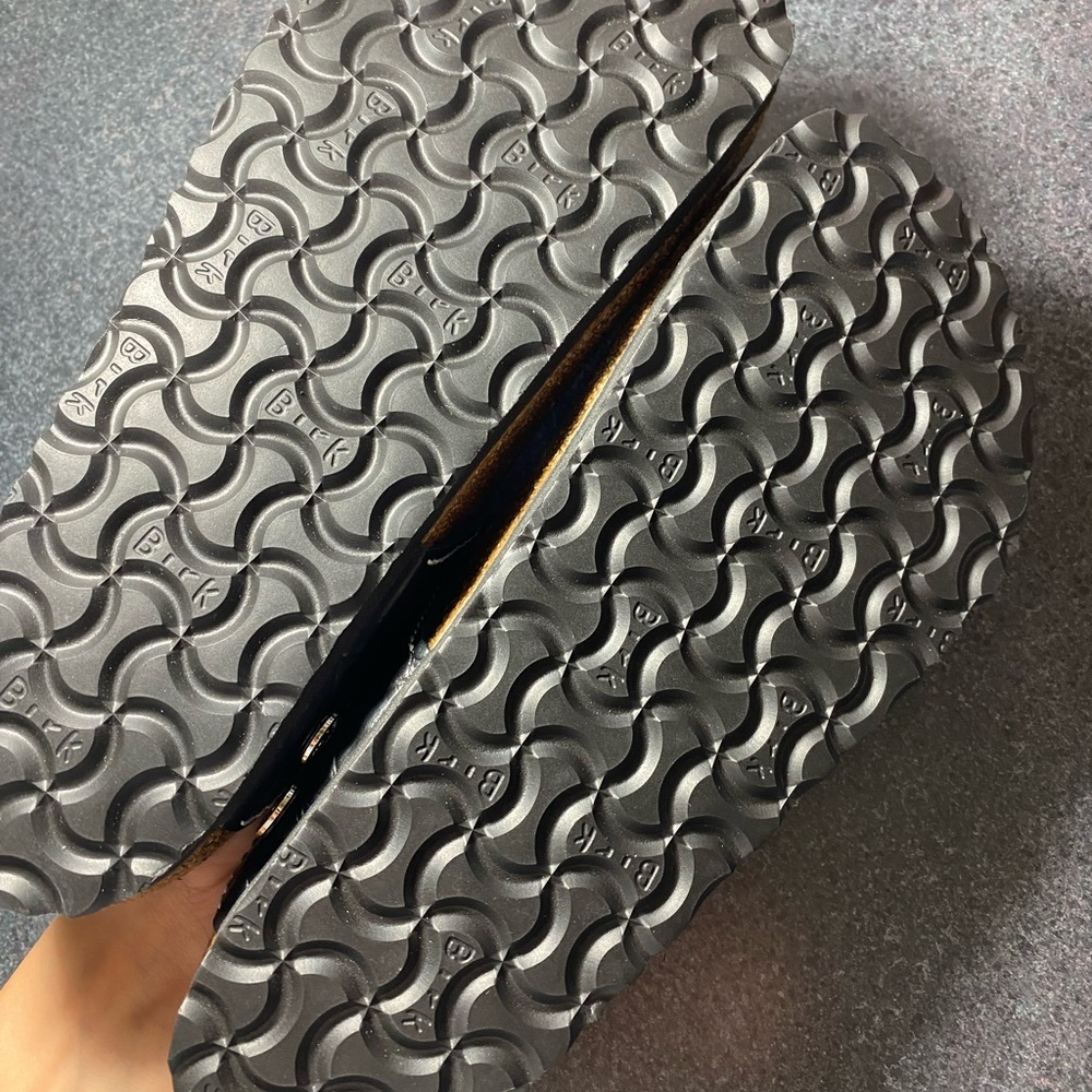 Birkenstock Black Croc-Embossed Thong Sandals with Silver Buckle - Picture 3 of 4